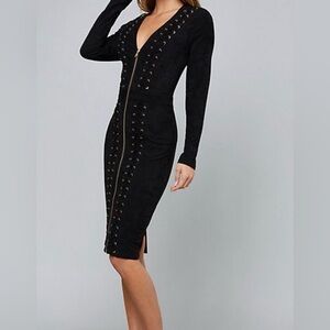 bebe Black Lace-Up Trench dress